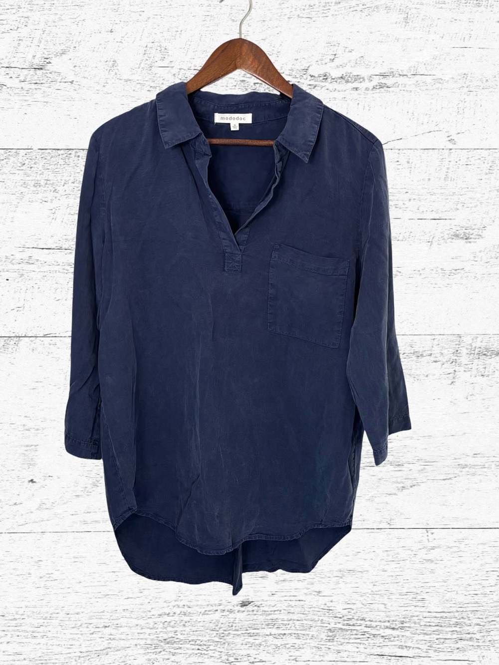 Mododoc Navy V-Neck Pullover Tunic